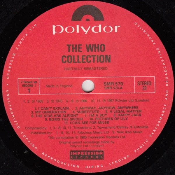 Image of Label Cover of 2xLP - VG/VG - THE WHO, Collection (Polydor; SMR 570, UK 1988 Reissue, Gatefold), Light marks, small scratch on side3, edge wear, - 2746002S