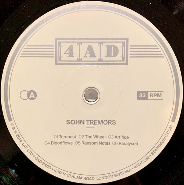 Image of Label Cover of LP - VG+/VG+ - SOHN, Tremors (4AD; CAD3403, UK 2014, Gatefold, Inner), , - 3926261E
