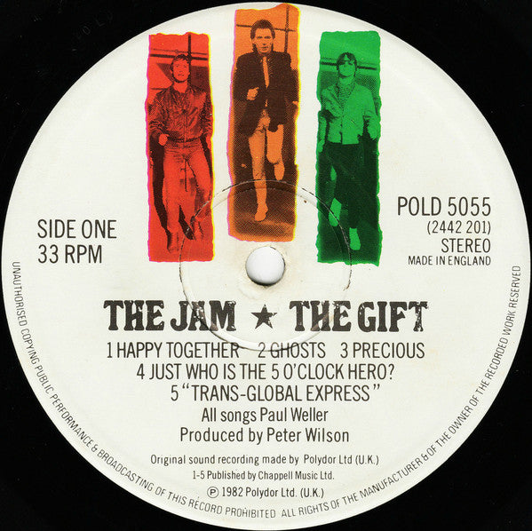 Image of Label Cover of LP - VG/VG - THE JAM, The Gift (Polydor; POLD 5055, UK 1982, Inner, No Candy Striped Paper Bag Outer), Initials Written in Black Marker on Rear Sleeve and Label, - 3226128E