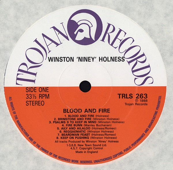 Image of Label Cover of LP - VG/G+ - VARIOUS ARTISTS, Niney And Friends - Blood And Fire 1971-1972 (Trojan Records; TRLS 263, UK 1988), Sleeve worn at edges and spine; sticker ghost on rear, - 3916302C