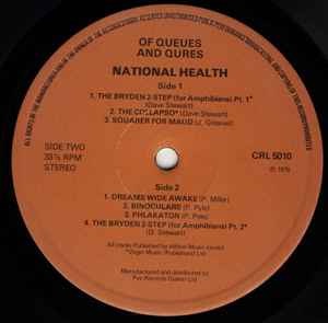 Image of Label Cover of LP - VG/VG - NATIONAL HEALTH, Of Queues And Cures (Charly; CRL 5010, UK 1978), Strong VG- a few small creases on the sleeve and a few light hairlines., - 2426116E