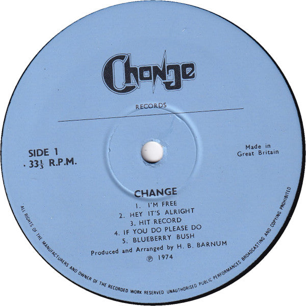 Image of Label Cover of LP - VG+/VG+ - CHANGE, Change (Change Records; CH001, UK 1974), Writing On Side 1 Label, - 3046257S