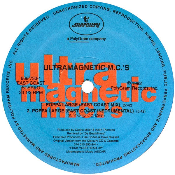 Image of Label Cover of 12" - VG/VG - ULTRAMAGNETIC MCS, Poppa Large (Mercury; 866 733-1, US 1992), , - 3026114E