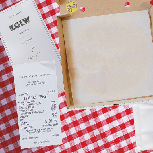 KING GIZZARD & THE LIZARD WIZARD, Italian Feast (Having Fun;  LPHVGF018X, UK 2026, Italian Feast Pizza & Spaghetti + Meatballs Picture Disc Vinyl, Caesar Salad flexi 7" + napkin) LP NEW/NEW - PRE-ORDER