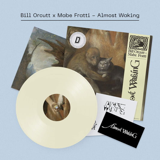 BILL ORCUTT & MABE FRATTI, Almost Waking - Dinked Edition (Unheard of Hope ; UOH21LPX, US 2026, 3 postcard set and A2 poster, 180g cream vinyl, Colour A2 poster, Letterpress 3 x postcard set LP NEW/NEW - PRE-ORDER