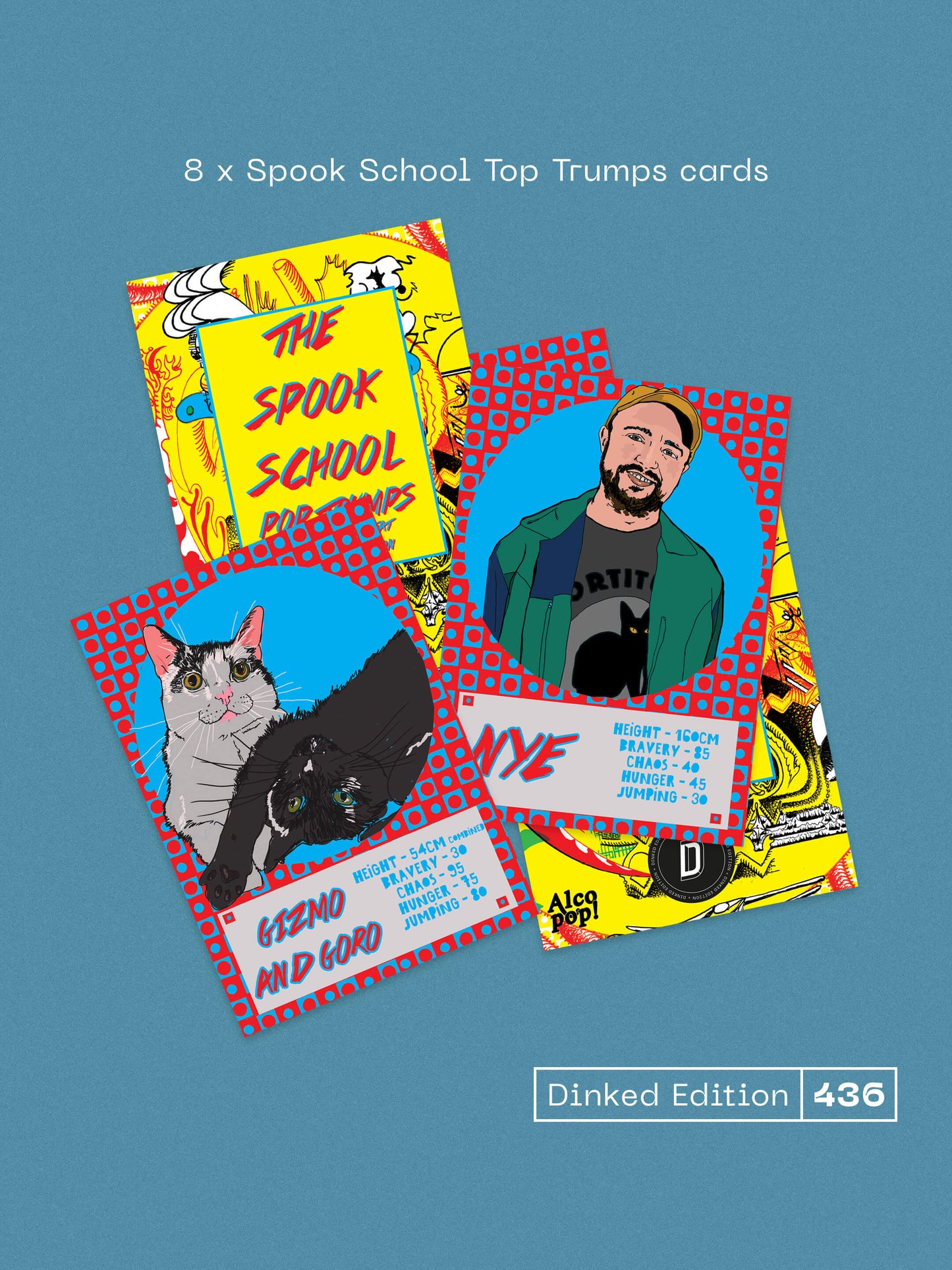 THE SPOOK SCHOOL, Like A Heartbeat - Dinked Edition (Alcopop! Records; Alcopop321XX, Europe 2026, 8 x Spook School Top Trumps, Signed Press Photo, Dinked No. 436, 'Heartbeat Red & Yellow' Sp LP NEW/NEW - PRE-ORDER