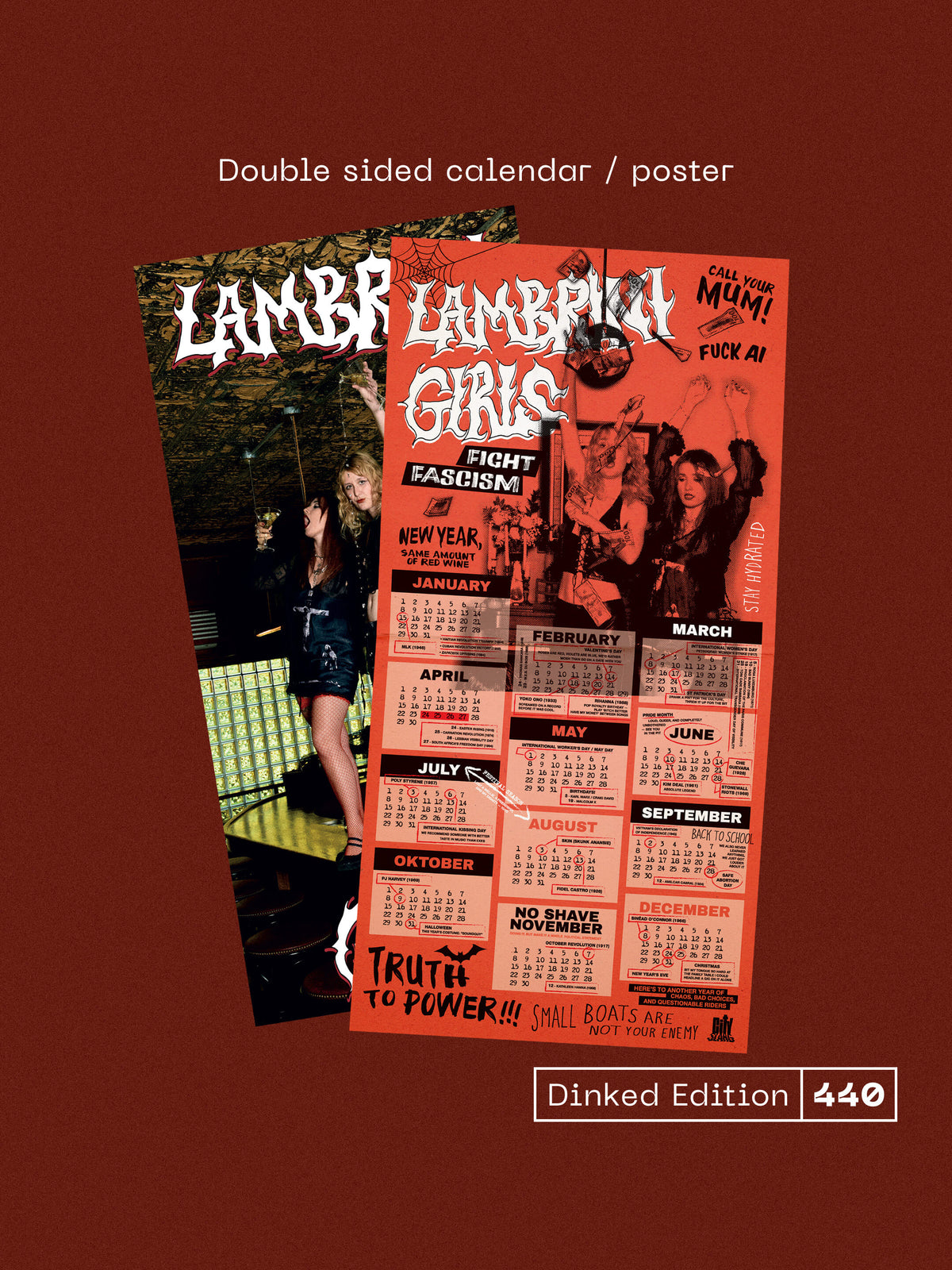 LAMBRINI GIRLS, No Refunds - Dinked Edition (City Slang; Slang50617DK, Europe 2026, Gatefold, Double Sided Calendar & Poster, Bumper Sticker, Dinked No.440, "Don't Dink Shame| Magenta Vinyl, LP NEW/NEW - PRE-ORDER