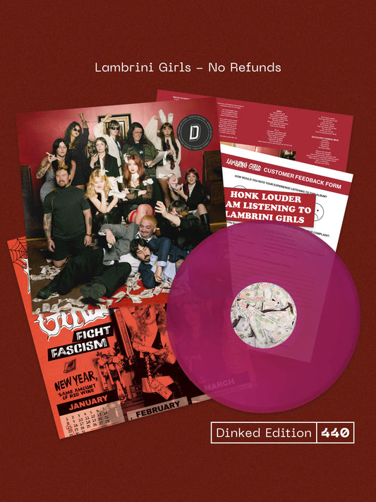 LAMBRINI GIRLS, No Refunds - Dinked Edition (City Slang; Slang50617DK, Europe 2026, Gatefold, Double Sided Calendar & Poster, Bumper Sticker, Dinked No.440, "Don't Dink Shame| Magenta Vinyl, LP NEW/NEW - PRE-ORDER