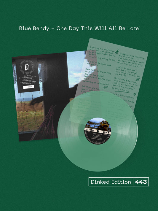 BLUE BENDY, One Day This Will All Be Lore - Dinked Edition (Blue Bendy; PMD10, UK 2027, Hand Scribbled A4 Acetate Lyric Sheet, Dinked No.443, Transparent Green Vinyl, Limited Pressing of 300 LP NEW/NEW - PRE-ORDER