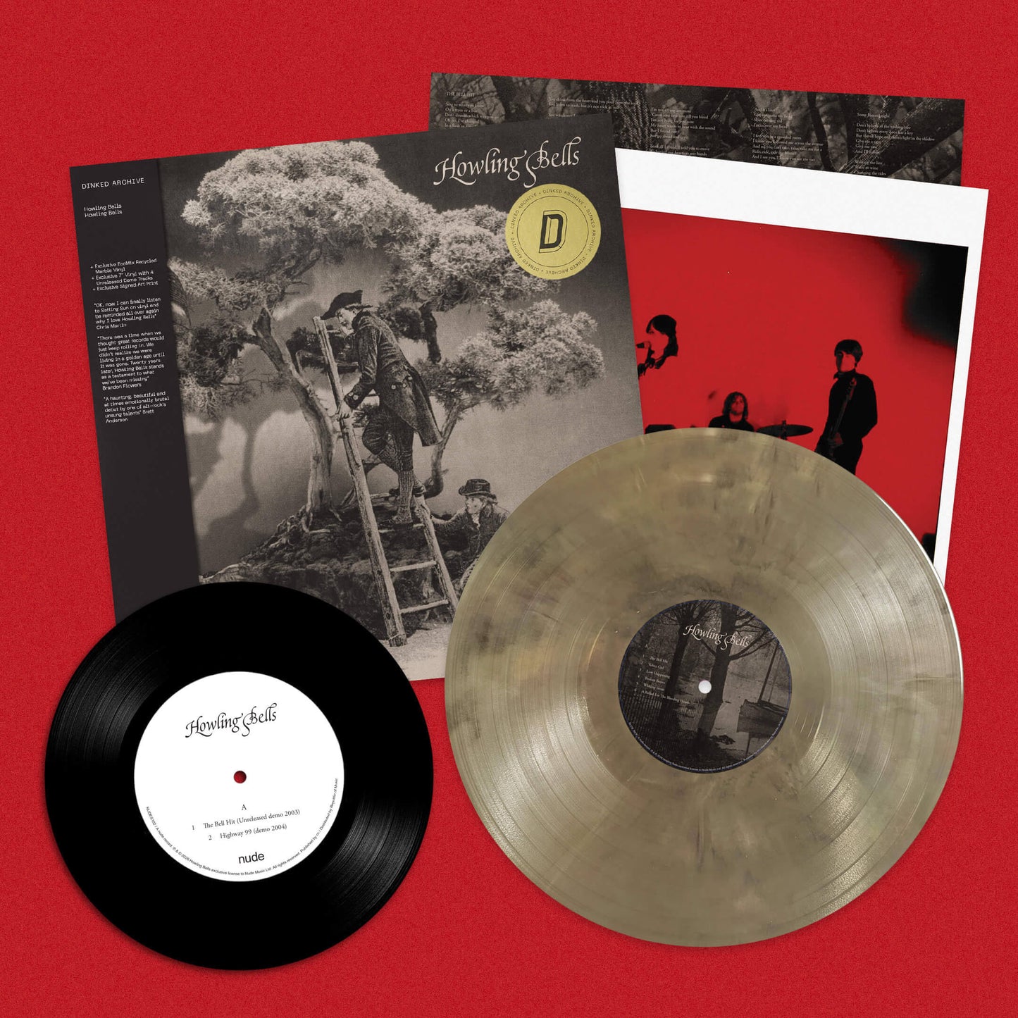 HOWLING BELLS, Howling Bells - Dinked Archive Edition (Nude Records; NUDE30LPD, UK 2026, Gold Foil Sticker, 12” x 12” Signed Art Print , Dinked Archive Edition No.34, EcoMix Marble Vinyl, Bo LP NEW/NEW - PRE-ORDER