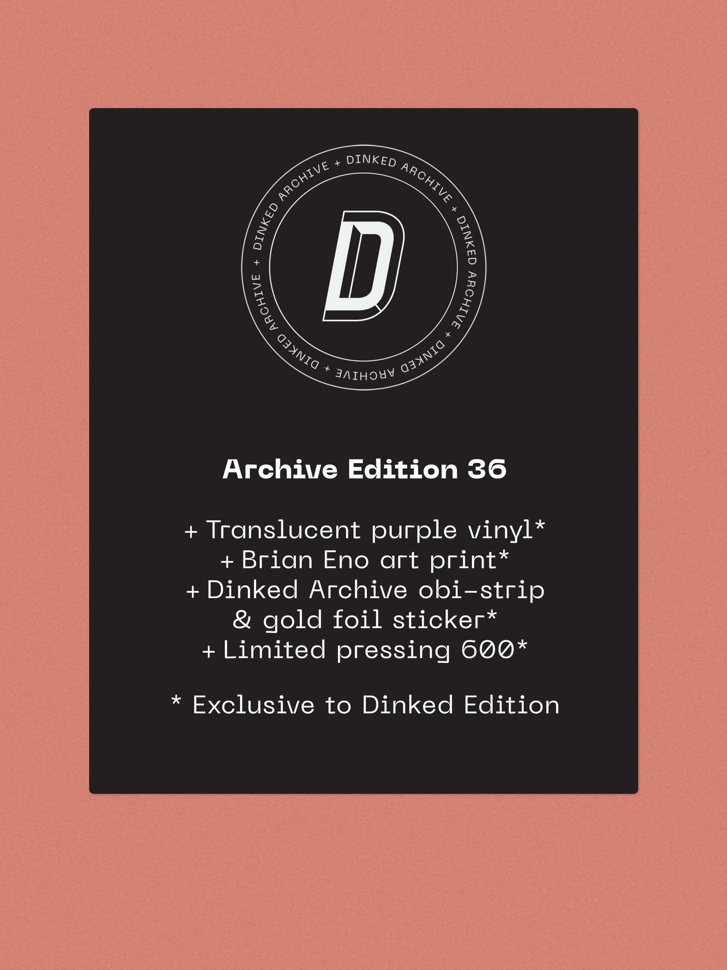 BRIAN ENO, Another Day On Earth - Dinked Edition (Opal Records; OPALLP010D, UK 2026 Reissue, Dinked Archive Edition No. 36, Limited Edition Pressing of 600, Translucent Purple Vinyl, Brian E LP NEW/NEW - PRE-ORDER