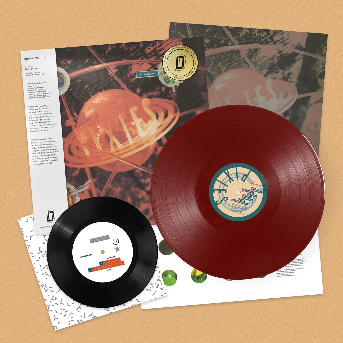 PIXIES, Bossanova - Dinked Edition (4AD; 4AD0903LPXE, UK 2026 Reissue, 16 Page Lyric Booklet (replica of the original UK edition), Dinked International No.1, Oxblood Vinyl, Bonus 7", Dinked International gol LP NEW/NEW - PRE-ORDER