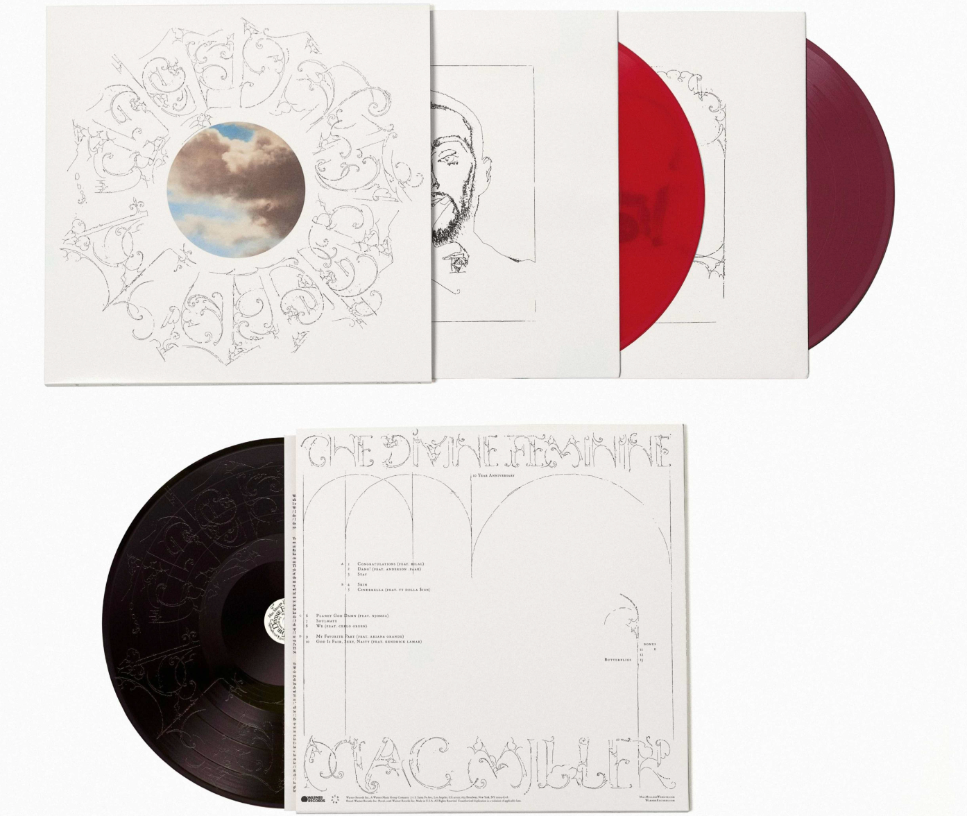 MAC MILLER, The Divine Feminine (10th Anniversary) (Warner Records; , UK 2026 Reissue, Apple, Fruit Punch, Black Ice Vinyl, 3 Previously-Unreleased Songs, Printed Inner Sleeves) 3xLP NEW/NEW - PRE-ORDER