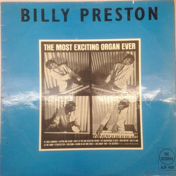 Image of Front Cover of 1424205E: LP - BILLY PRESTON, The Most Exciting Organ Ever (Sue Records (Red/Yellow); ILP 935, UK 1965, Laminated Front Sleeve, Mono) Vinyl has many surface hairlines. Cover has creases and heavy wear to top-left corner.  VG/G+