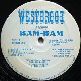 Image of Front Cover of 12" - /VG - BAM-BAM, Give It To Me (Westbrook; BB-WB-#105, US 1988, Plain Sleeve), Some light marks, generally nice copy though. Some light marks and scuffs on label., A1		Give It To Me (Radio / Club Mix)	A2		Give It To Me (Dub Mix)	B1		Give It To Me (Instrumental Mix)	B2		Give It To Me (Street Mix) - 3316248C