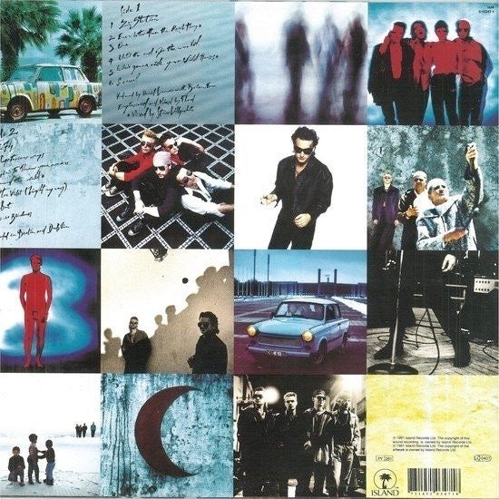 Image of Back Cover of LP - VG/G+ - U2, Achtung Baby (Island Records; U28, Europe 1991, Uncensored Sleeve, Inner & Insert, SNA Pressing), Light marks.,  - 2216136C