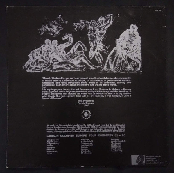 Image of Back Cover of LP - VG+/VG+ - LAIBACH, The Occupied Europe Tour 1985 (Side Effects; SER08, UK 1986), Still In Opened Shrinkwrap,  - 4246008S