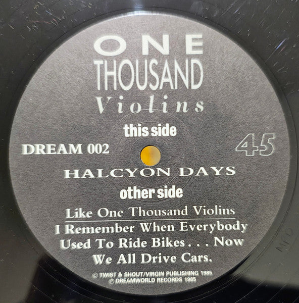 Image of Label Cover of 0516390C: 12" - ONE THOUSAND VIOLINS, Halcyon Days (Dreamworld; DREAM 002, UK 1985, Picture Sleeve) Hairline marks   VG/G+