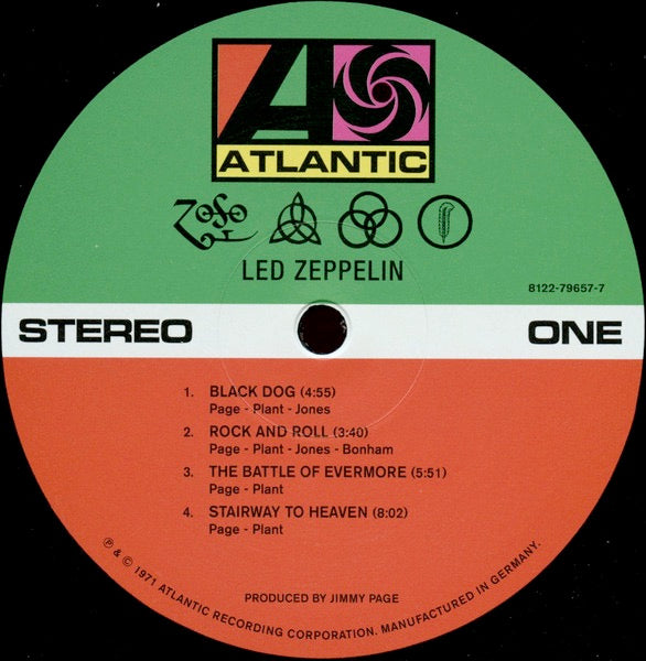 Image of Label Cover of LP - VG+/VG+ - LED ZEPPELIN, Led Zeppelin IV - Untitled (Atlantic; 8122-79657-7, Europe 2014 Reissue, Gatefold, Insert, 180 Gram Vinyl), ,  - 3746063S