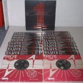 Image of Front Cover of 18x10" - VG/VG - ELVIS PRESLEY, 18 UK 1s (RCA; 82876666561, UK 2005, Box Set, 18 Inners), Wear & some fading on one side of box. Some of the vinyl have a slight warp. Limited edition number 07344., To celebrate the 70th Anniversary of Elvis's Birthday (8th January, 1935), All of his 18 UK #1 singles were re-released over 17 consecutive weeks, from jan 2005 - April 2005. Each single was limited & numbered incluing the original sleeve and label artwork.  - 2716143C
