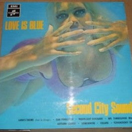 Image of Front Cover of 1924080E: LP - SECOND CITY SOUND, Love Is Blue (Columbia Blue/Black; SCX 6243, UK 1968, Laminated Flipback Sleeve)   VG+/VG+