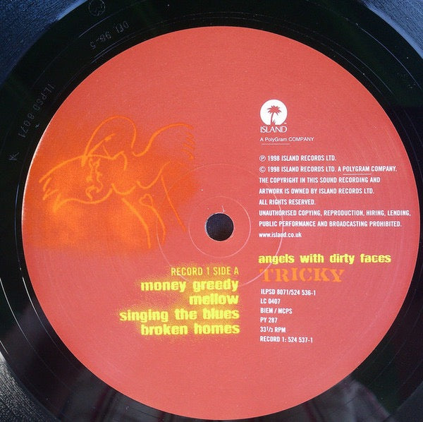Image of Label Cover of 2xLP - VG+/VG - TRICKY, Angels With Dirty Faces (Island; ILPSD 8071, UK 1998, 2 Inners, Number Limited Edition), Discs have some very light marks and a very slight warp. Sleeve is really nice. Comes with both inners nicely intact. No. 1197.,  - 1316281C