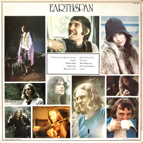 Image of Back Cover of LP - VG/VG - THE INCREDIBLE STRING BAND, Earthspan (Island Pink Rim; ILPS 9211, UK 1972, Pinched Spine, Inner), Strong VG,  - 3826078E