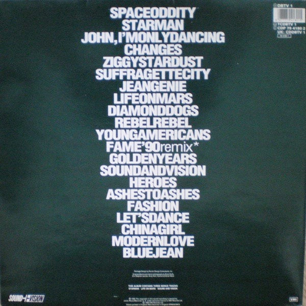 Image of Back Cover of 2xLP - EX/VG - DAVID BOWIE, ChangesBowie (EMI; DBTV1, UK 1990, Gatefold), Very Strong VG, Stickered Sleeve,  - 2526187E