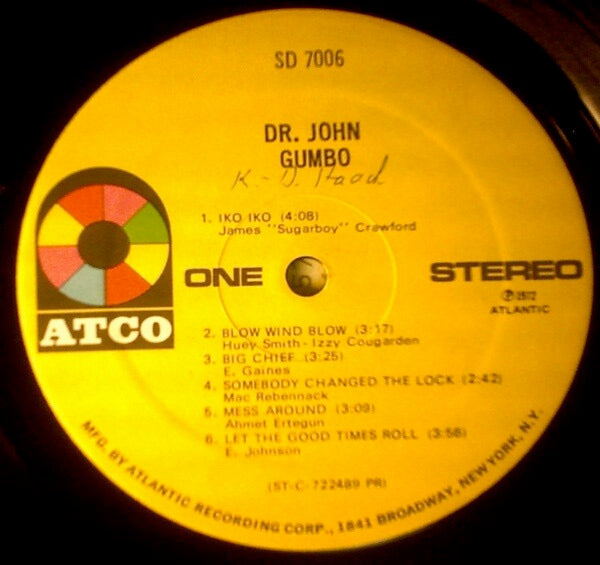 Image of Label Cover of LP - VG/VG+ - DR. JOHN, Gumbo (Atco; SD 7006, US 1972, Gatefold, Insert, Presswell Pressing), Edge Wear,  - 3946283S