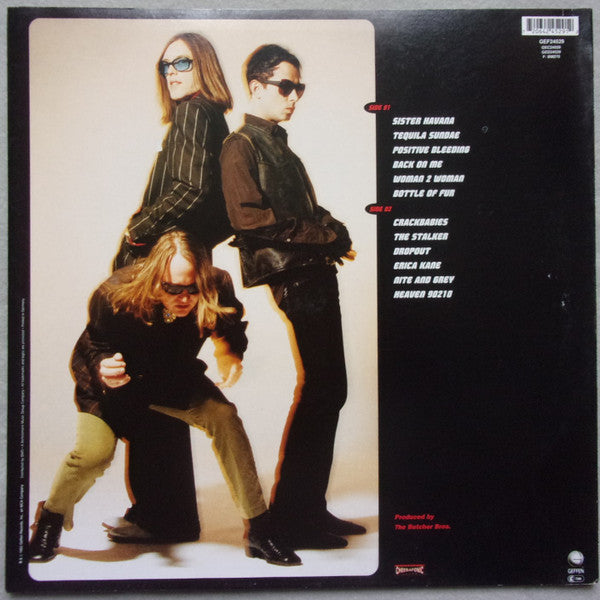 Image of Back Cover of 2924249E: LP - URGE OVERKILL, Saturation (Geffen; GEF 24529, Europe 1993, Inner, Orange Vinyl) Corner Creases, Stickered Sleeve, Promo Sticker Over Barcode  VG/EX