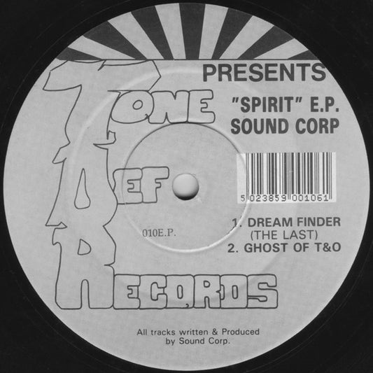 Image of Front Cover of 12" - /G - SOUND CORP, Spirit EP (Tone Def; 010EP, UK 1993, Plain Sleeve), A-side is a decent G+. B-side has a click throughout. Small warp, but plays well.,  - 2626042E