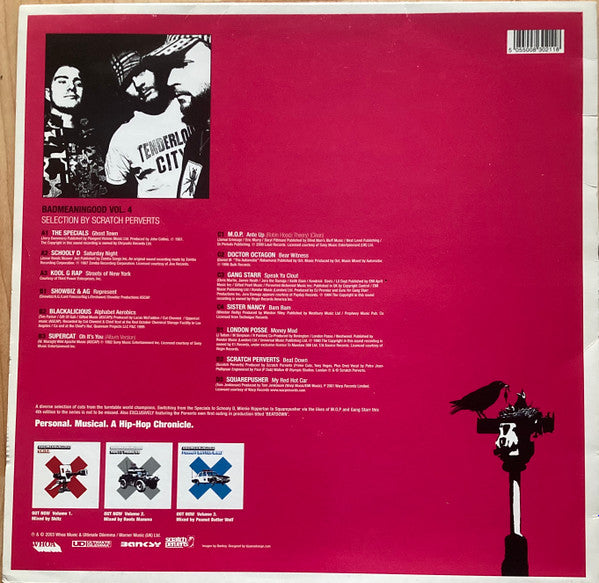 Image of Back Cover of 3145117S: 2xLP - VARIOUS, Badmeaningood Vol. 4 - Scratch Perverts (Ultimate Dilemma; UDRLP021, UK 2003, Banksy Cover) Corner Dint, Light Crease  VG/VG+