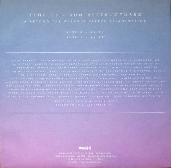 Image of Back Cover of 4644335S: 12" - TEMPLES, Sun Restructured (Heavenly; HVNLP100RS, UK 2014, Lenticular Insert In Stickered Plastic Sleeve, Die-Cut Inner, Limited Edition)   VG+/VG+