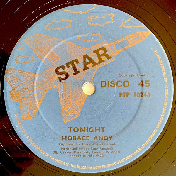 Image of Front Cover of 12" - /VG - HORACE ANDY, Tonight / Don't Let Problems Get You Down (Star; PTP 1024, UK 1979), ,  - 1026334E