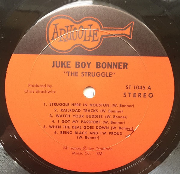 Image of Label Cover of LP - VG+/VG+ - JUKE BOY BONNER, The Struggle (Arhoolie; ST 1045, US 1969, Pasteback Sleeve, Stereo), Nice clean copy throughout!,  - 2316550C