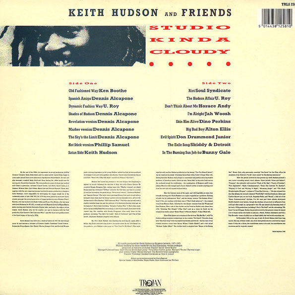 Image of Back Cover of LP - VG/G+ - KEITH HUDSON & FRIENDS (VARIOUS ARTISTS), Studio Kinda Cloudy (Trojan Records; TRLS 258, UK 1988), Lots of light marks, plays fine. Light wear on sleeve.,  - 2416486C