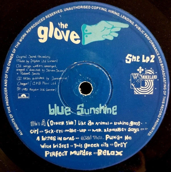 Image of Label Cover of LP - VG/VG - THE GLOVE (ROBERT SMITH & STEVE SEVERIN), Blue Sunshine (Wonderland; SHELP 2, UK 1983, Inner), A few light marks, Sleeve a little corner bumped,  - 4416075C