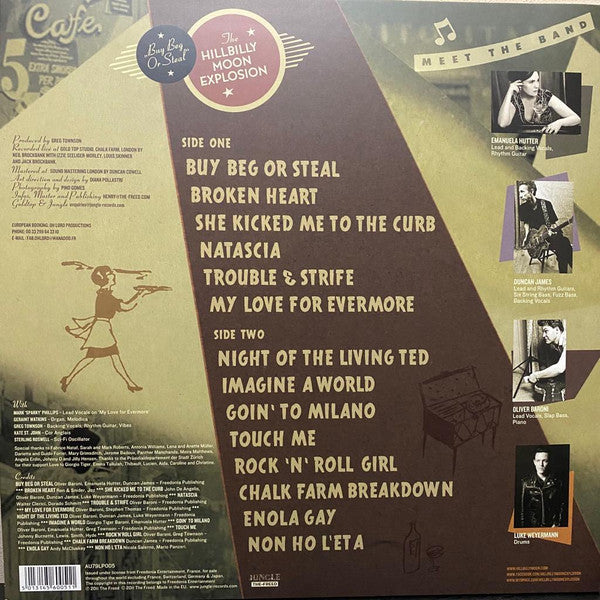 Image of Back Cover of 0525142E: LP - HILLBILLY MOON EXPLOSION, Buy Beg Or Steal (Goldtop; AU79LP005, UK 2011, 180 Gram Vinyl) Still In Shrinkwrap  EX/EX