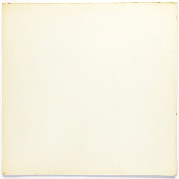 Image of Back Cover of 5124401E: 2xLP - THE BEATLES, The White Album (Apple; PMC7067, UK 1968, Numbered Top-Opening Laminated Embossed Gatefold, Black Inners, Poster and 4 Postcards, Mono, Misprint - No EMI Recording Label Text) Lowish Number - 0020209, Slight Water Damage To Sleeve, Inners Slightly Torn  VG/VG