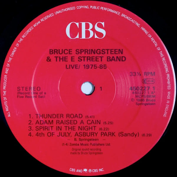 Image of Label Cover of 5xLP - VG/VG - BRUCE SPRINGSTEEN AND THE E STREET BAND, Live 1975-85 (CBS; 450227 1, UK 1986, Box Set, 5 Inners & Booklet, Promo Sticker On Sleeve), Light scuffs on some of the discs. Great copy all around.,  - 2746030S