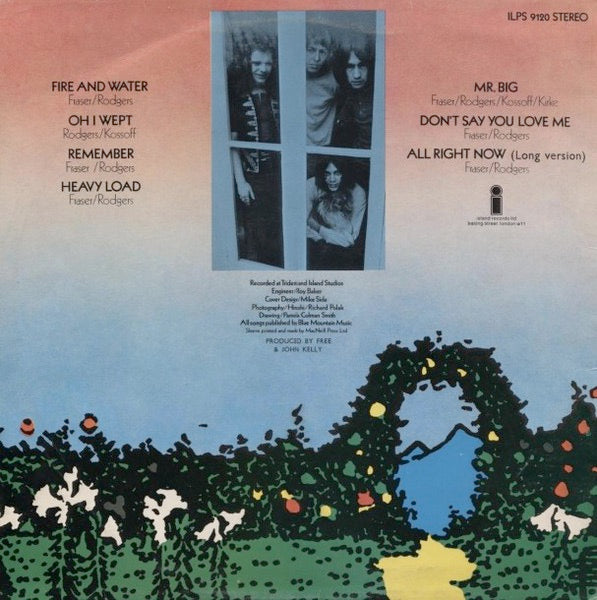 Image of Back Cover of LP - G+/VG - FREE, Fire and Water (Island Pink/i logo; ILPS 9120, UK 1970), Hairlines, edge & ring wear, tear on opening edge,  - 3046110S