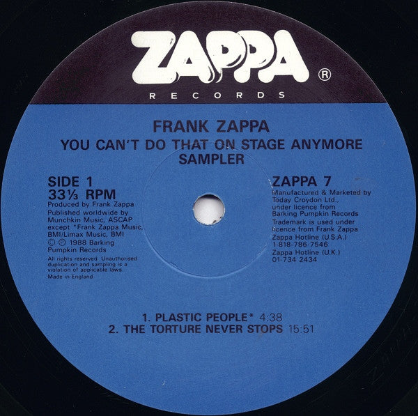 Image of Label Cover of 2xLP - VG/VG - FRANK ZAPPA, You Can't Do That On Stage Anymore Sampler (Zappa; ZAPPA7, UK 1988, Gatefold), Hairlines, edge & ring wear,  - 3646129S