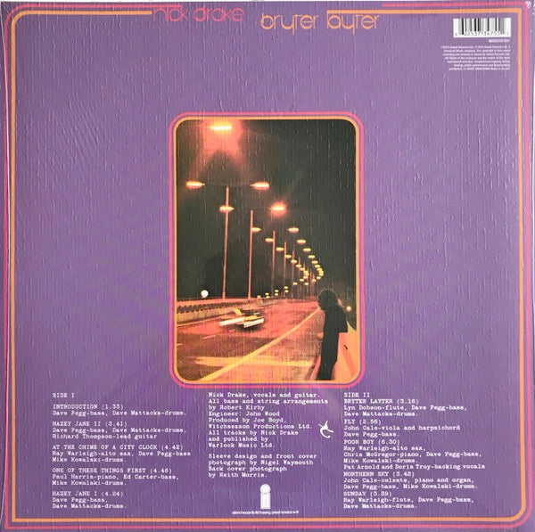Image of Back Cover of LP - VG/VG - NICK DRAKE, Bryter Layter (Island Records ; 0602537347551, UK & Europe 2013 Reissue, Textured Sleeve, Inner, 180 Gram Vinyl), ,  - 2926167E