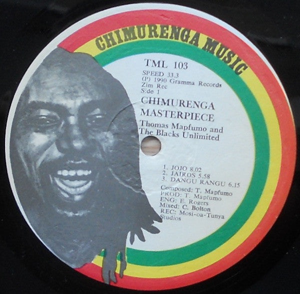 Image of Label Cover of LP - VG/VG+ - THOMA MAPFUMO & THE BLACKS UNLIMITED, Chimurenga Master Piece (Gramma; TML 103, Zimbabwe 1990), Vinyl has some minor pressing flaws on A3 that don't affect playback. Edgewear.,  - 3926179E