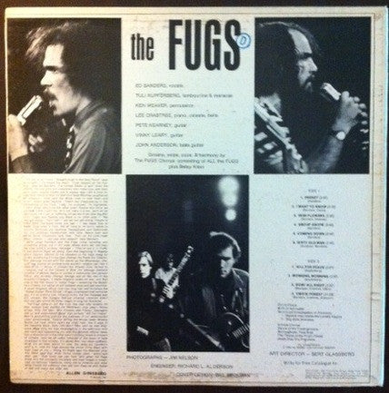 Image of Back Cover of 4724250E: LP - THE FUGS, The Fugs (ESP Disk; 1028, US 1966, No Company Inner, Riverside Drive Address) Sticker Damage To Sleeve  VG/G