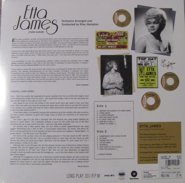 Image of Back Cover of 4854219S: LP - ETTA JAMES, Etta James (Wax Time; LP771937, UK 2015 Reissue)   NEW/NEW