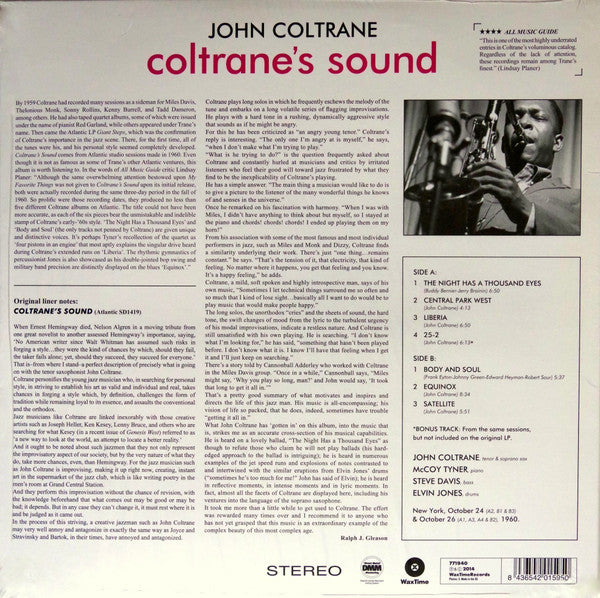 Image of Back Cover of LP - NEW/NEW - JOHN COLTRANE, Coltrane's Sound (Wax Time; LP771940, UK 2015 Reissue), ,  - 3536190E