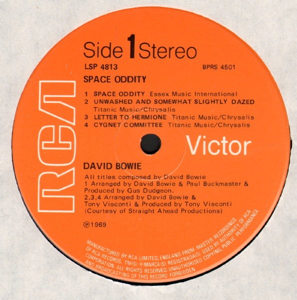 Image of Label Cover of LP - VG/VG - DAVID BOWIE, Space Oddity (RCA; LSP-4813, UK 1972 Reissue, No Mainman on Sleeve, Inner, No Poster), ,  - 3726320E