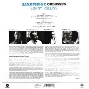 Image of Back Cover of LP - NEW/NEW - SONNY ROLLINS, Saxophone Colossus (Wax Time; LP771759, UK 2012 Reissue, 180 Gram Vinyl), ,  - 3536196E