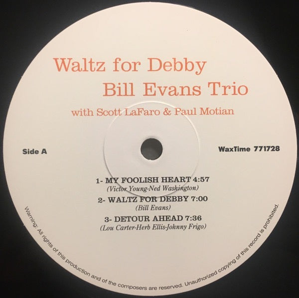 Image of Label Cover of LP - NEW/NEW - BILL EVANS TRIO, Waltz For Debby (Wax Time; LP771728, Europe 2012 Reissue, 180 Gram Vinyl), ,  - 1316488C